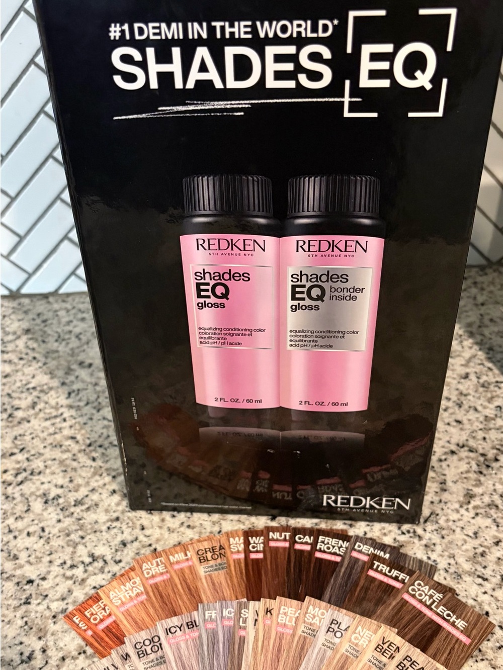 2025 Redken Shades EQ Gloss swatch book + Redken Shades EQ Formula swatches